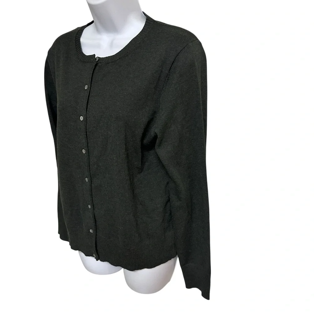 The Limited Collection Button Front Sweater Ribbed Knit Cardigan Top‎ Sz L Green
